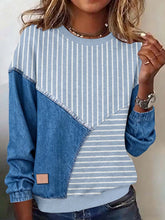 Motif rayé Patchwork Art Sweatshirt des femmes